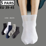 5 Pairs Plus Size EUR 45-50 Prevent Varicose Veins Socks Mens Diabetics Patients Cotton Loose Mouth Sock Man Women Comfort Meias