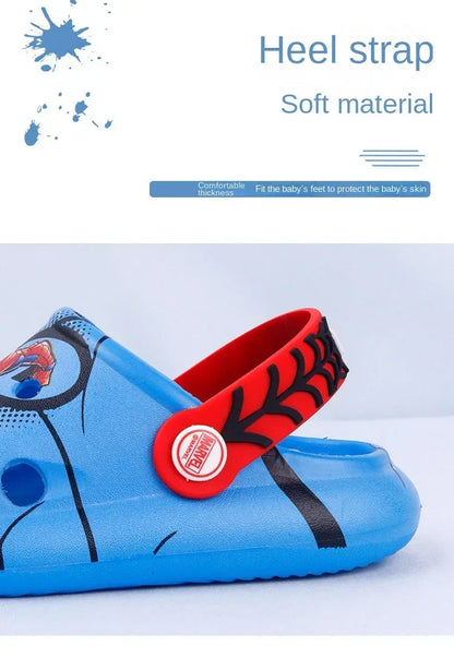 Disney Children's Slippers Summer Boys Spiderman Slipper Anti-slip Hole Kids Beach Shoes Soft Bottom Toddler Home Slipper