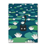Cute Cats Pop Illustration Prints Canvas Painting Aesthetic Wall Art Pictures Home Room Dec Abstract Black Cat Drawing Poster