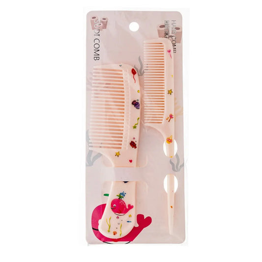 2Pcs Kids Hair Comb Set Cute Portable Anti-Static Plastic Hairdressing Comb For Girls Hair Comb Cartoon Baby Chil