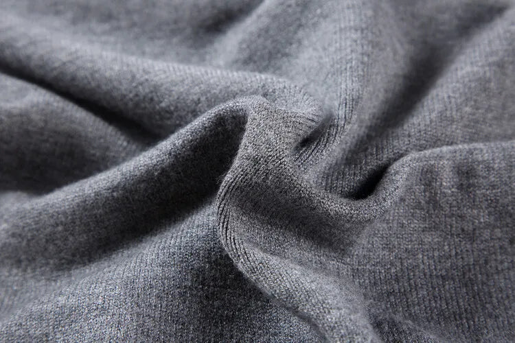 Suéter de cuello alto de punto de alta calidad para hombre, antibolitas, ajustado, de manga larga, color liso, tendencia