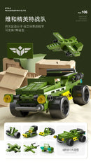 6IN1 Building Blocks City Fire Car Police Truck Engineering Crane Tank Helicopter Bricks Set Toys for Children Kids