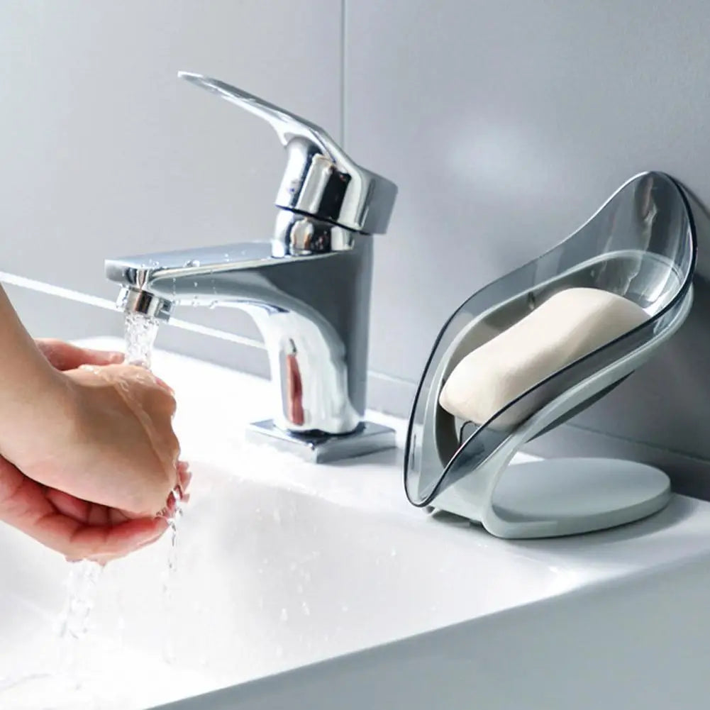 1 jabonera de hojas para ducha de baño, portátil, antideslizante, con drenaje, bandeja de esponja de plástico para baño, cocina, acceso G2c8