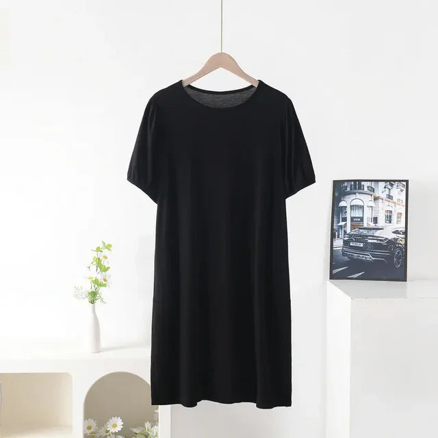 Vestido suelto de manga corta para mujer, de verano, color liso, tallas grandes XL-8XL 