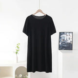 Vestido suelto de manga corta para mujer, de verano, color liso, tallas grandes XL-8XL 