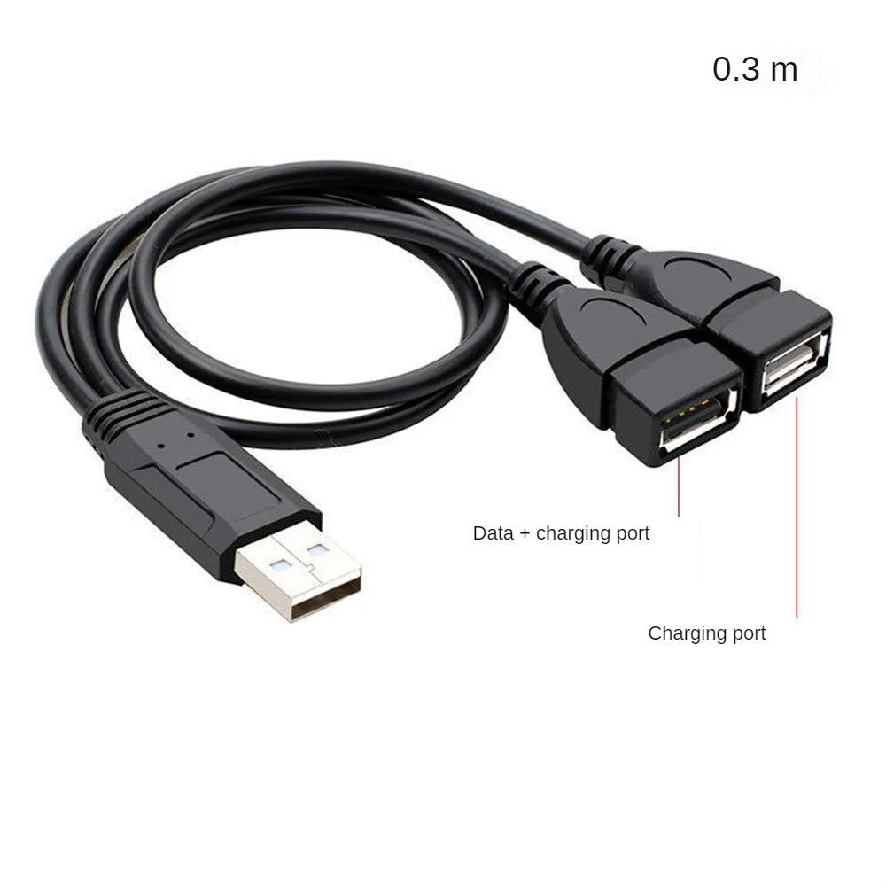 2.0 A 1 male to 2 Dual USB Female Data Hub Power Adapter Y Splitter USB Charging Power Cable Cord Extension Cable