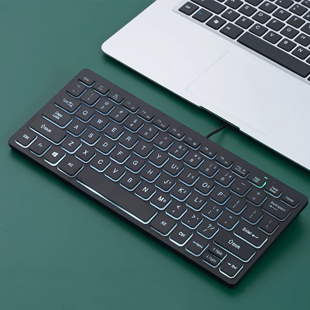 78 key Backlit Wired Keyboard Mini Small Laptop External Keyboard Portable Ultra-Slim Tablet Keyboard