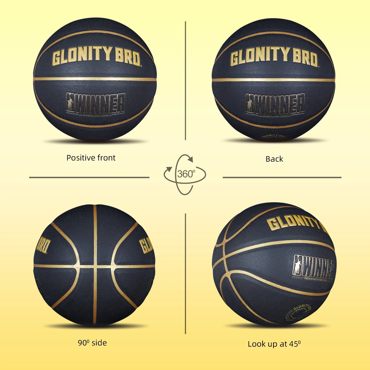 Black Gold Basketball Official Size 7 Composite Leather For Men's and Women's Outdoor Indoor Durable Training Ball High Quality