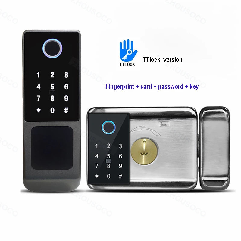 Tuya WIFI Double Side Fingerprint Lock Waterproof Outdoor Gate Passcode Rfid Card Keyless Smart Door Lock