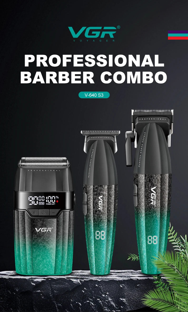 VGR Professional Hair Trimmer 9000 RPM Cordless Hair Clipper Rechargeable Hair Trimmer Metal Trim