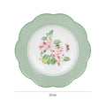 Ceramic Plate Household Bone China Dinner Plate Set Vintage Green Flower Dishes Tableware Oval Large Tray Dinnerware Sets