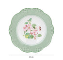 Ceramic Plate Household Bone China Dinner Plate Set Vintage Green Flower Dishes Tableware Oval Large Tray Dinnerware Sets