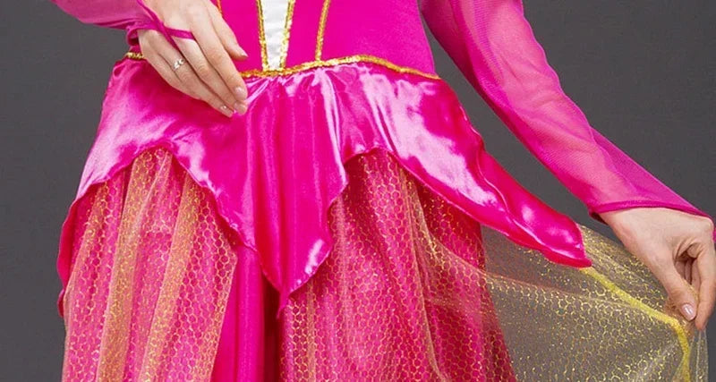 2025 Adult Costume Women Deluxe Pink Sleeping Beauty Princess Aurora Gorgeous costume For Halloween Party Fancy Dress