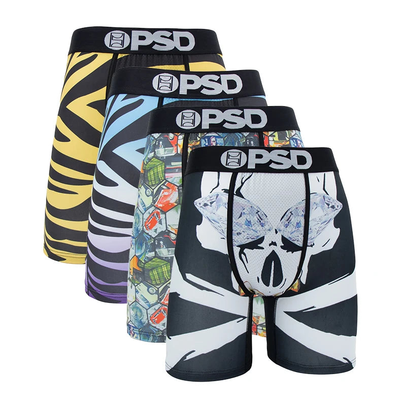 4Pcs Sexy Men Underwear Boxer Shorts Print Boxershorts Panty Cueca Male Panties Lingerie Fashion Underpants man