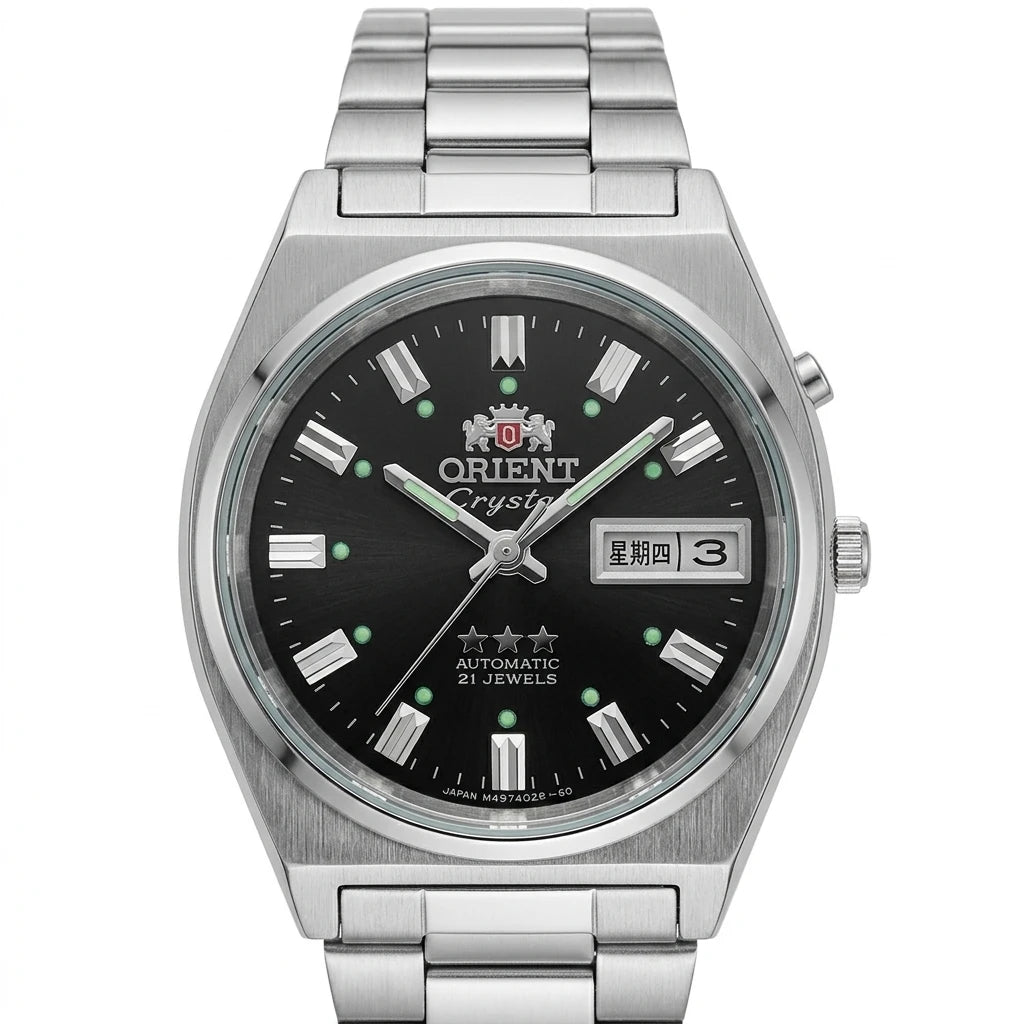 Relógio masculino automático vintage 36mm mostrador champagne em aço inox
