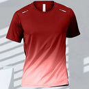 Camisetas deportivas para hombre, ropa deportiva de fitness, de secado rápido, con gradiente, de manga corta, para exteriores, baloncesto, entrenamiento, running, ropa para hombre