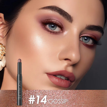 FOCALLURE Lápiz de sombra de ojos perlado de 24 colores, resistente al agua, con brillo, pigmento brillante, delineador en barra, herramientas de maquillaje