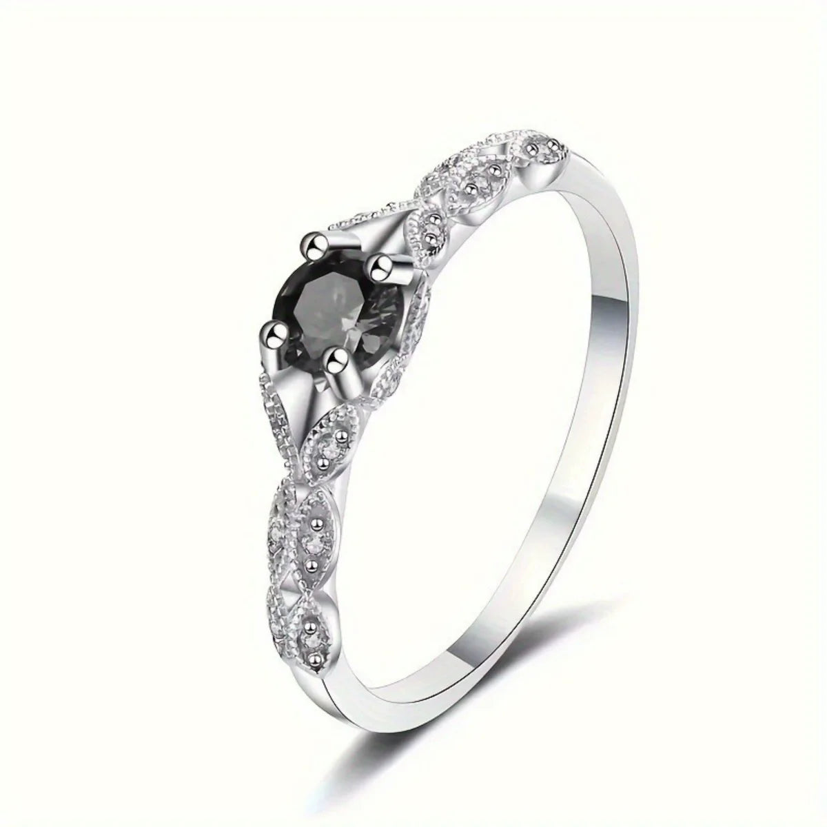 Silver light luxury style amethyst zircon women's ring European and American simple fashion gem temperament ring