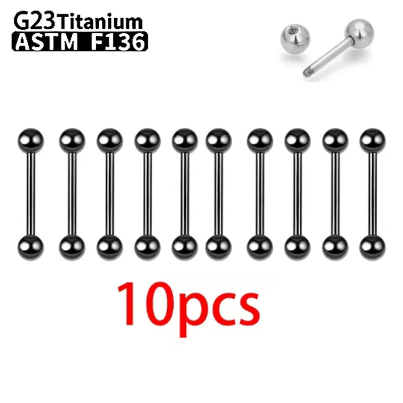 1/5/10pcs G23 Titanium External Internal thread Piercing Jewelry 14G 16G Long Industrial Sexy Barbell Barbell Ring Tongue