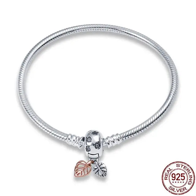 Original 925 Silver Bracelet Snake Chain 17-20 Evil Eye Heart Star Zircon For Charms Beads Pendant Anniversary Jewelry Making Gifts 