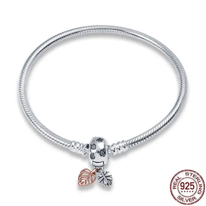 Original 925 Silver Bracelet Snake Chain 17-20 Evil Eye Heart Star Zircon For Charms Beads Pendant Anniversary Jewelry Making Gifts 