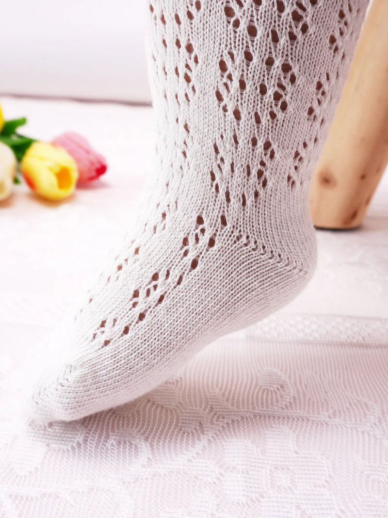 Nuevas medias de verano para niños, medias con lazo hueco para niñas, pantalones de malla, pantimedias para niños pequeños, medias finas de Ballet de estilo español para bebés