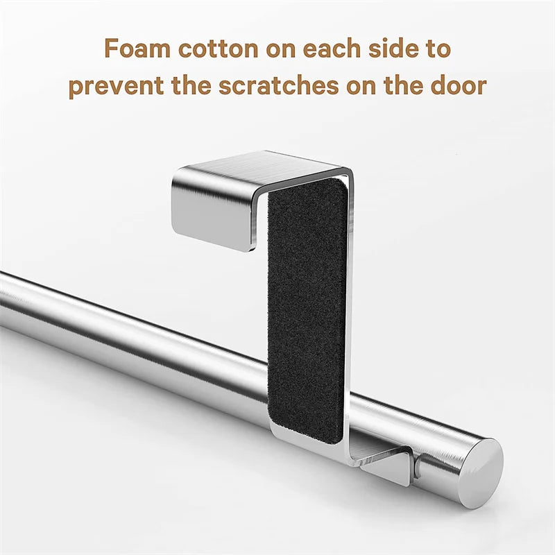 Estante para trapos de cocina y baño de acero inoxidable, colgador de paños de cocina, toallero de un solo poste, soporte colgante para puerta trasera.