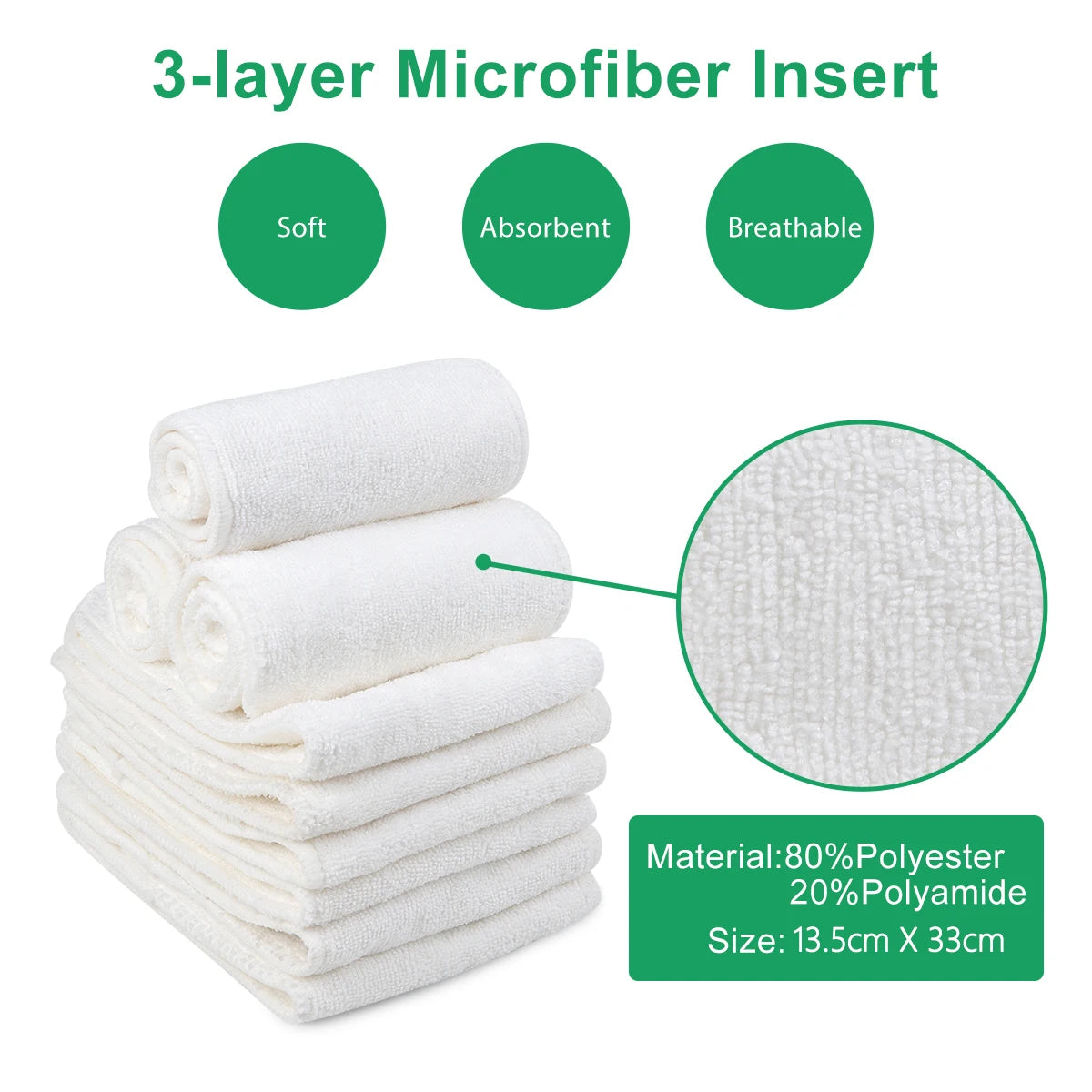 Pañal de tela reutilizable ALVABABY para bebé, lavable, de 3 a 15 kg, con 1 inserto de microfibra.