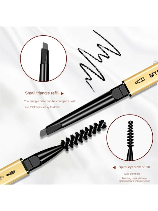 1 lápiz de cejas de color café oscuro con pincel de larga duración, resistente al agua, negro, gris, lápiz para tatuaje de cejas, maquillaje, tinte para cejas