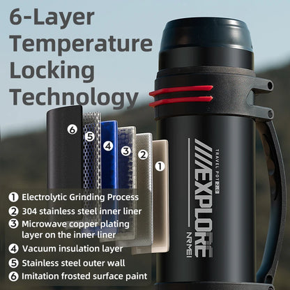 Large Capacity Thermos Bottle with handle Double-wall vacuum Insulated Bottles Leakproof Water Jug for Travel Hiking Camping