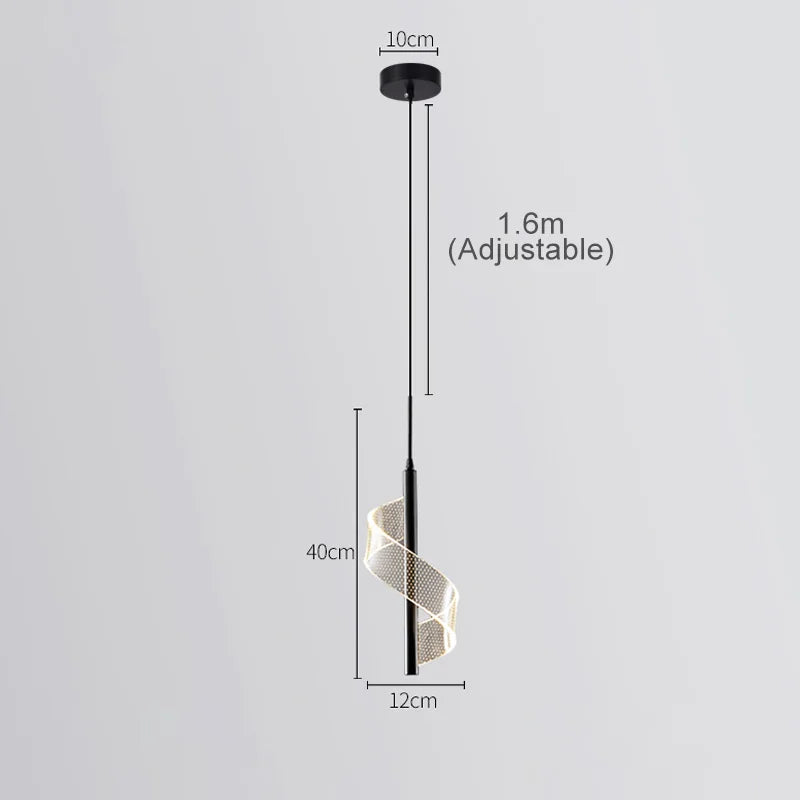 Lámpara colgante nórdica de espiral LED para mesita de noche, iluminación interior, dormitorio, sala de estar, decoración del hogar, luz acrílica moderna