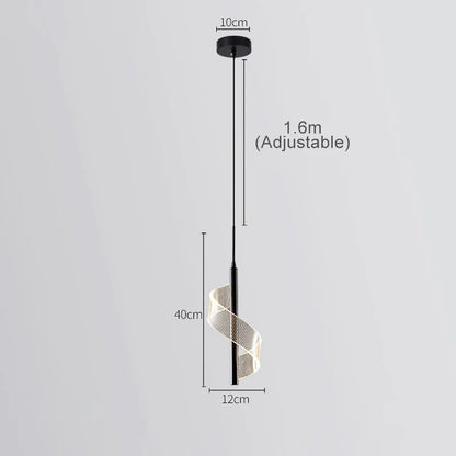 Nordic Spiral LED Pendant Lights Bedside Hanging Lamp Indoor Lighting Bedroom Living Room Home Decoration Modern Acrylic Light