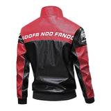 Motorcycle leather jacket, men's leather jacket, contrasting racing jacket, trendy brand seasonal couple style, loose fit