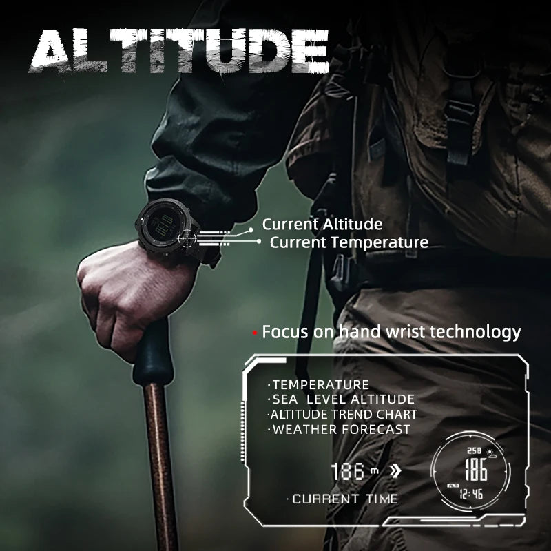 NORTH EDGE APACHE-46 Men Digital Watch Outdoor Sports Running Swimming Outdoor Sport Watches Altimeter Barometer Compass WR50M