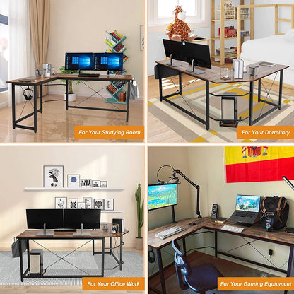 Homfa 66.5"(170cm) L Shape Desk Computer Gaming Laptop Desk Home Office Corner Workstation Table Study Desk 170x120x75cm
