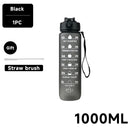 Botella de agua de 1 litro, deportiva, motivacional, a prueba de fugas, ideal para viajes al aire libre, gimnasios, fitness y cocina.