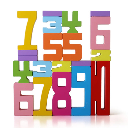 Wooden educational digital blocks, creative puzzles, stacking toys, fun brain teasers, early education topics, Montessori style