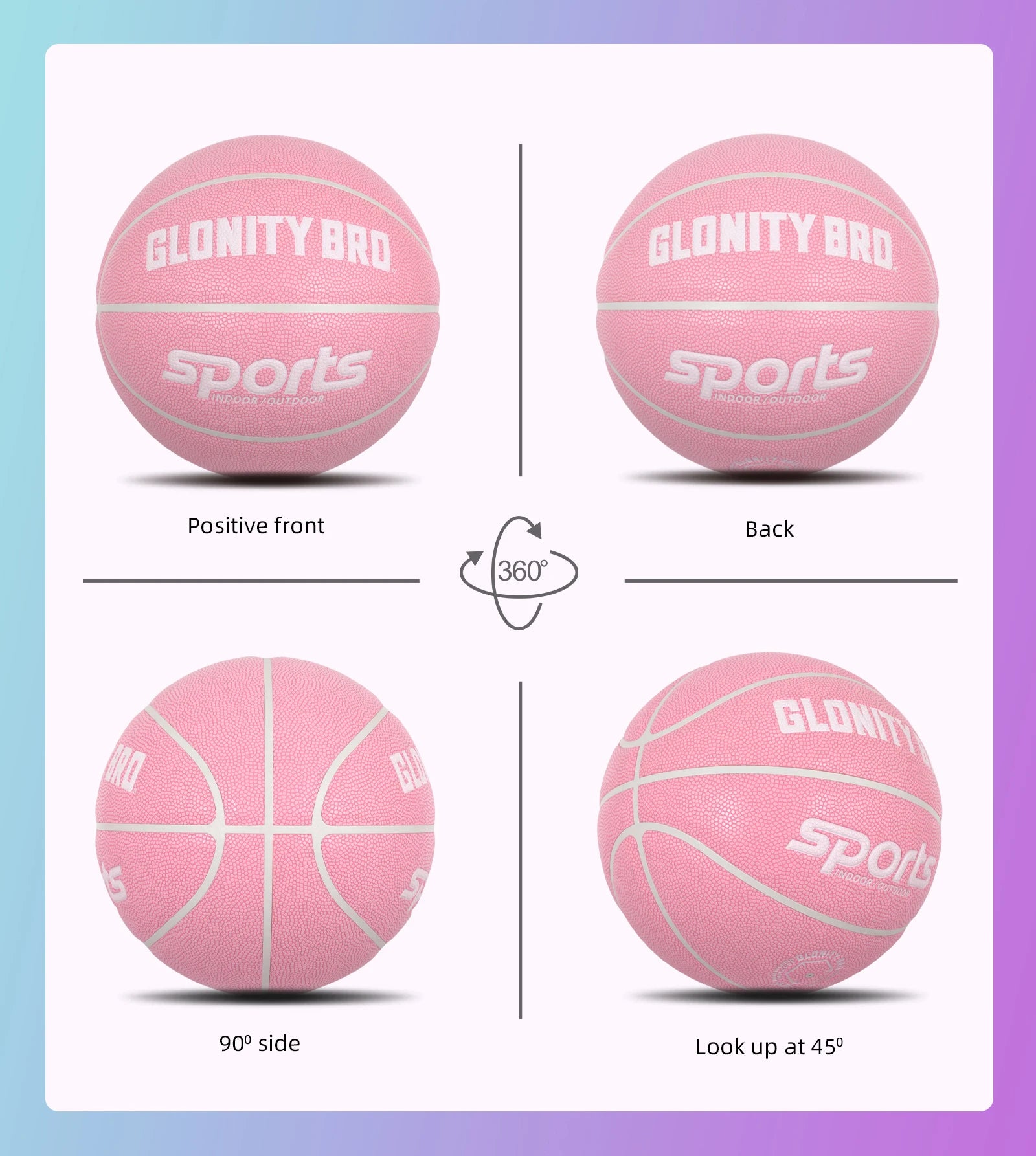 Women's Basketball Size 5, 6, 7 Pink Official Competition Children's Basketball Indoor Outdoor Standard Ball PU Non-slip Wear-resistant