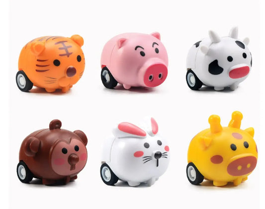 12Pcs Cute Cartoon Animal Pull-Back Inertia Car Kids Toy Kindergarten Activities Gifts For Children
