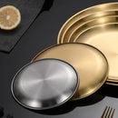 4Pcs Stainless Steel Round Plate Bone Spitting Dish Shallow Tray Metal Camping Plate Dining Disc BBQ Picnic Dishes Cookware