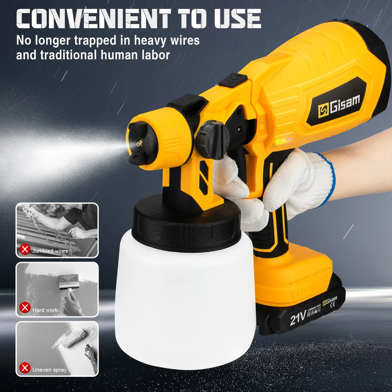 1000ML Brushless Electric Spray Gun Cordless Paint Sprayer HVLP Auto Furniture Steel Coating Airbrush For Makita 18V Battery