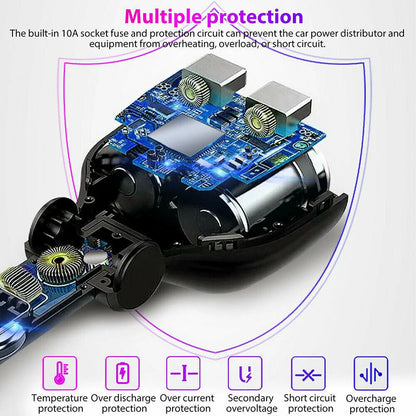 QC3.0 Car Charger 12V Dual USB LED Display  Fast Charging 120° Rotation Cigarette Lighter Sockets Power Adapter For Phone Tablet