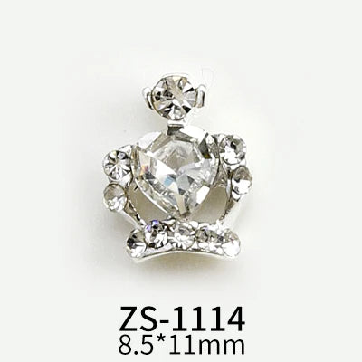 10pcs New Crown Alloy Zircon Nail Art Charms Silver Shiny Crystals Jewelry Hot Sale Nails Decoration 3D Manicure Accessories %2