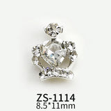10pcs New Crown Alloy Zircon Nail Art Charms Silver Shiny Crystals Jewelry Hot Sale Nails Decoration 3D Manicure Accessories %2
