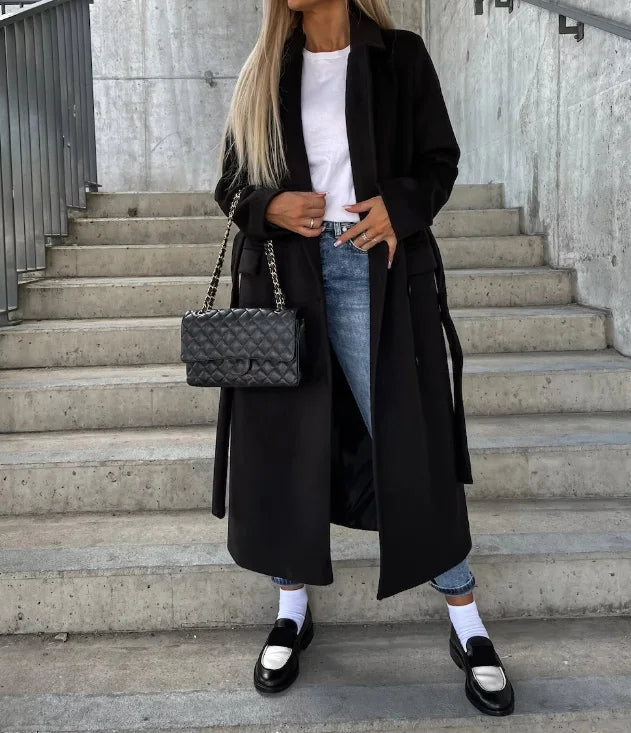 2023 Autumn Winter Spring New Fashion Casual Elegant Simple Long Sleeved Lapel Button Split Woolen Jacket