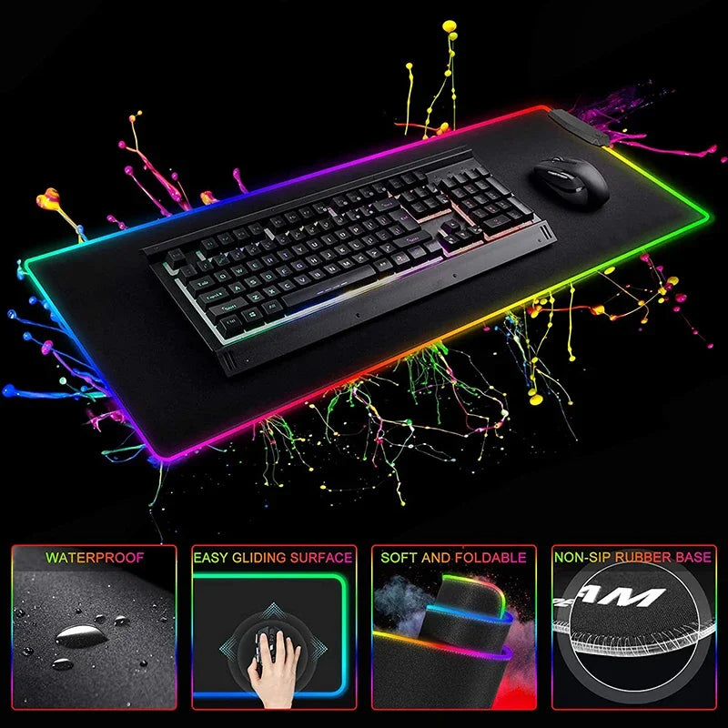 Alfombrilla de ratón luminosa Apex Legend, protector de escritorio, accesorio de anime, alfombrilla de ratón RGB, teclado, ordenador, gamer, mesa, alfombrilla retroiluminada para juegos