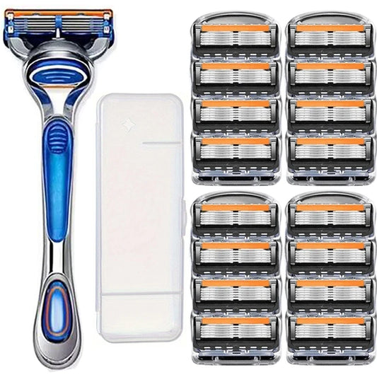 Maquinilla de afeitar Fusion original de estilo antiguo para hombres, afeitadora facial de seguridad, cuchillas de repuesto y casetes.