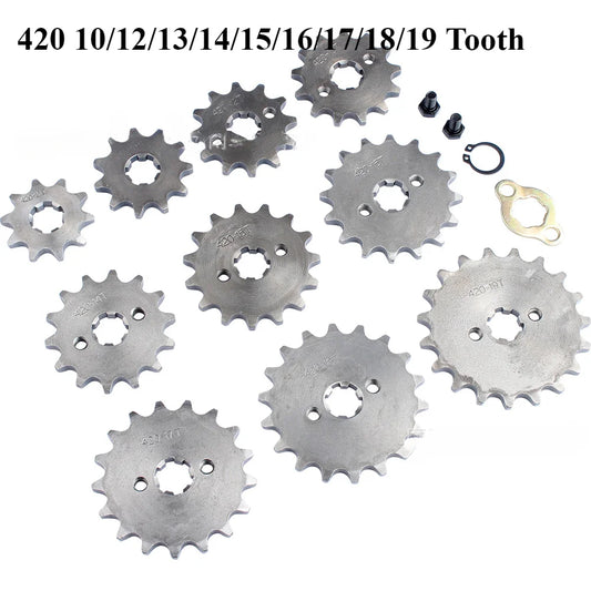 Roda dentada do motor dianteiro para Pit Dirt Bike, Acessórios de substituição, 420, 10, 12, 13, 14, 15, 16, 17, 18, 19 Dente, 17mm, 70cc, 110cc, 125cc