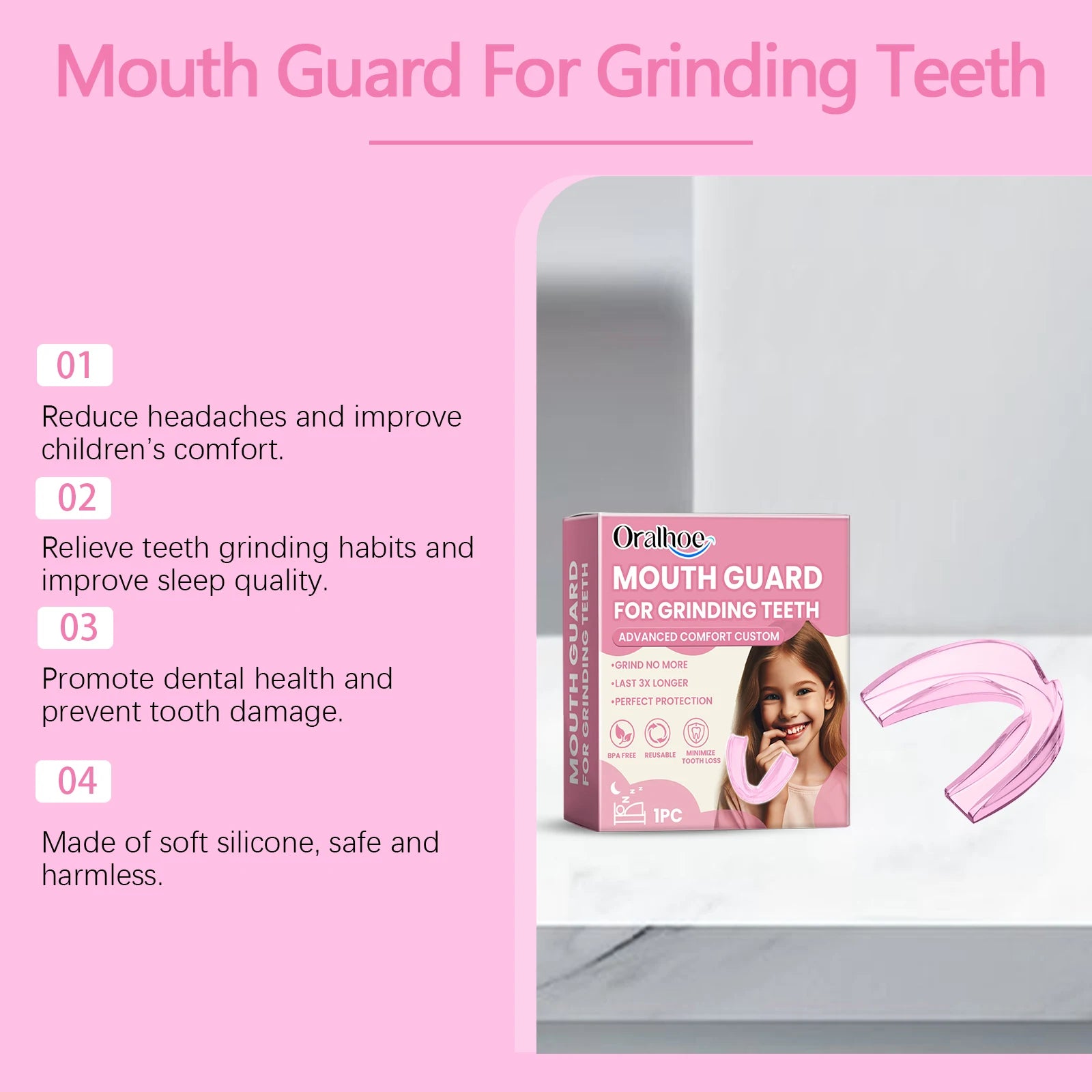 Silicone Mouth Guard: Nighttime Anti-Biting and Anti-Grinding Teeth Protector for Children's Dental Protection