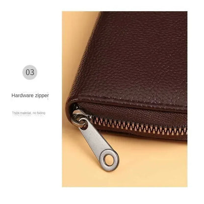 Multi Slot Card Holder Vintage Small Wallet Women Men Business Bank Credit Card Bag Male Coin Pouch Solid Leather Zipper Wallet
